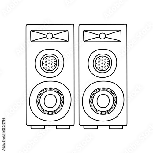 Doodle speakers icon. Hand drawn speakers icon in vector. Speakers illustration. Doodle loudspeakers icon in vector