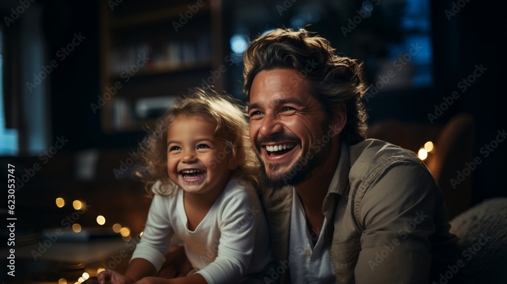Father and daughter spending time together playing in game console. Generative Ai Father and daughter spending time together playing in game console. Generative Ai