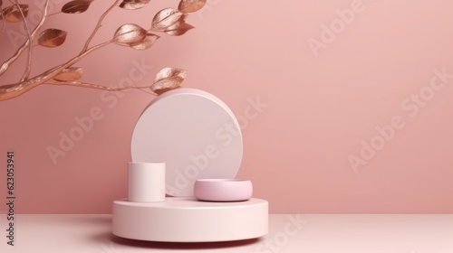 product stand promotion backdrop display mock up advertising display stand background showcase exhibite ideas design,ai generate photo