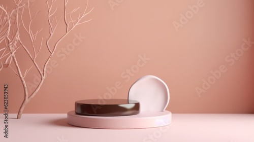 product stand promotion backdrop display mock up advertising display stand background showcase exhibite ideas design,ai generate photo