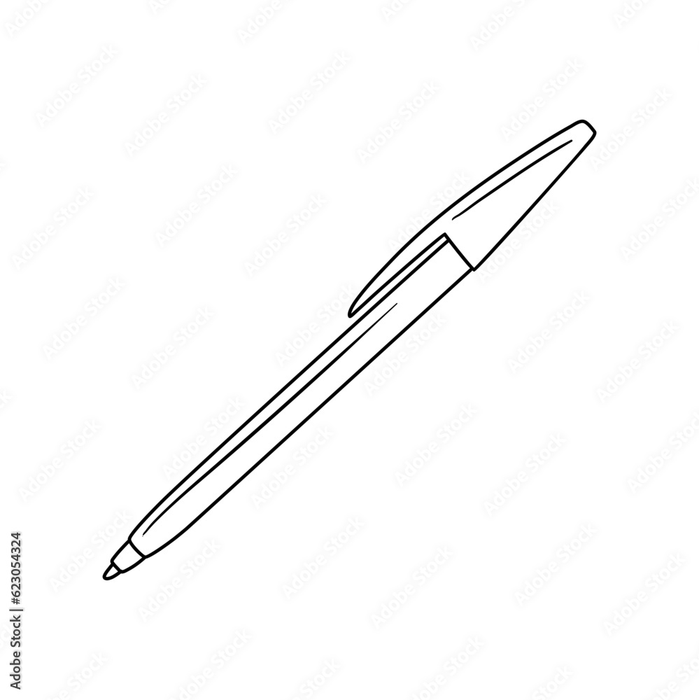 Vector illustration of a ballpoint pen in doodle style. Vector illustration of a ballpoint pen in doodle style.