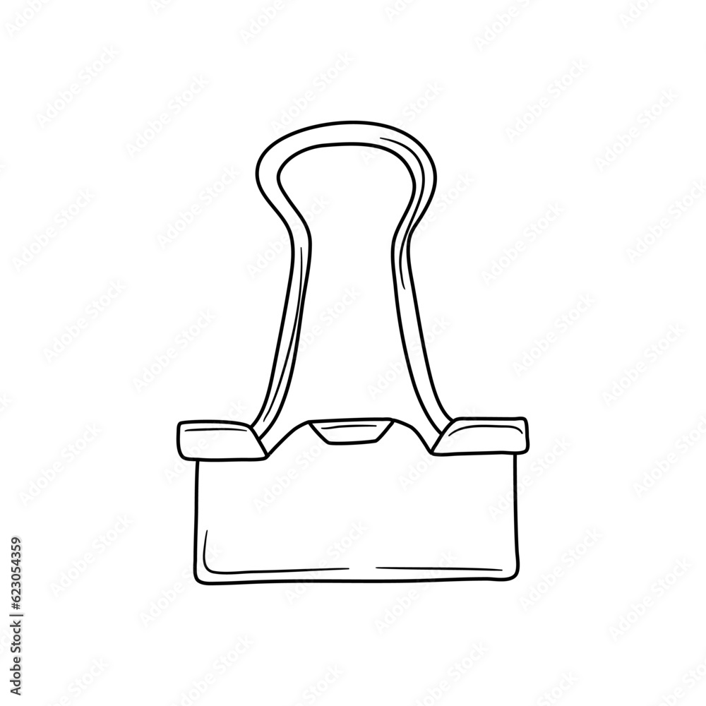 Hand drawn paper binder clip icon. Doodle paper binder clip icon in vector. Isolated illustration of doodle paper binder clip in vector. Hand drawn paper binder clip icon. Doodle paper binder clip icon in vector. Isolated illustration of doodle paper binder clip in vector.