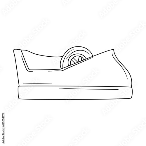 Hand drawn vector of tape dispenser icon. Doodle vector of tape dispenser icon in vector