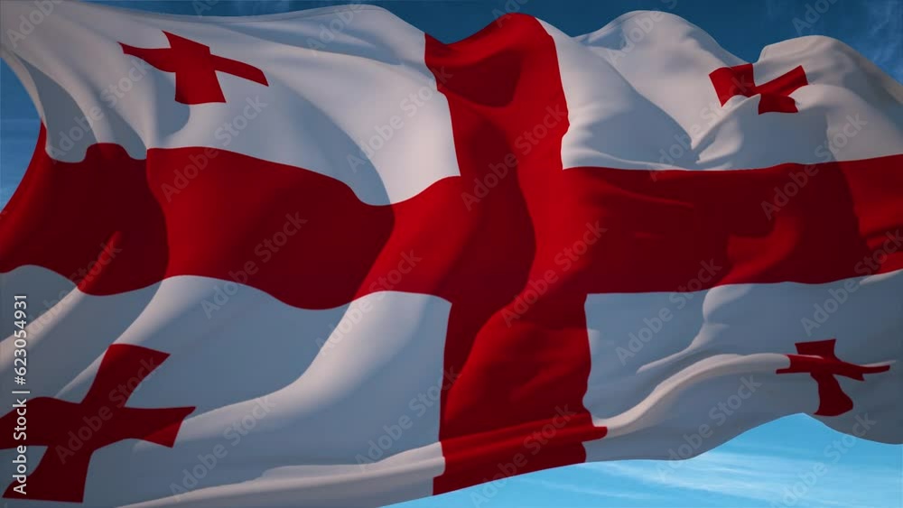 Waving flag loop. National flag of Georgia