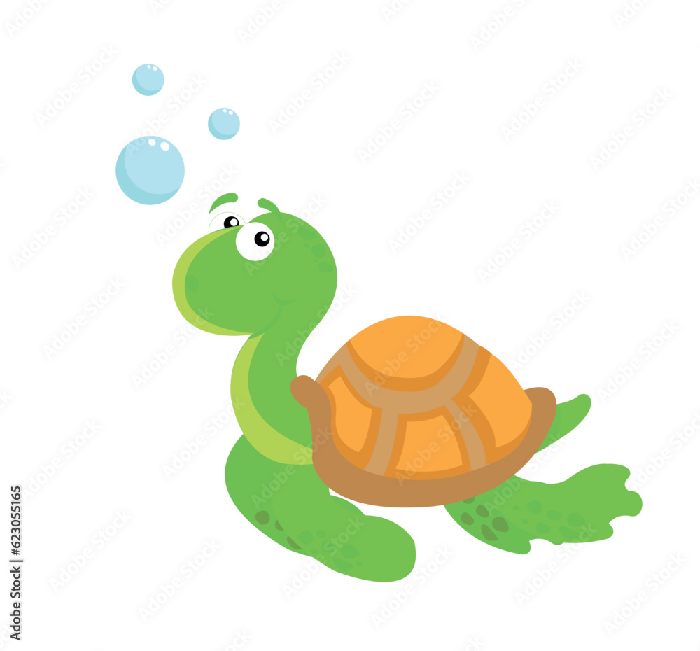 Naklejka premium cute Sea Turtle Turquoise Oceanlife Vector Art