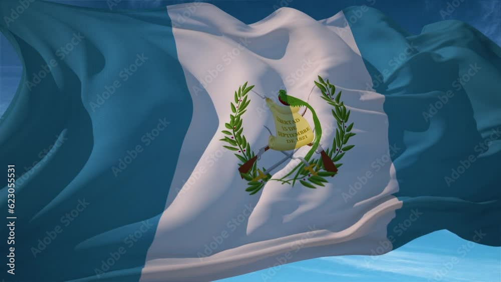 Waving flag loop. National flag of Guatemala
