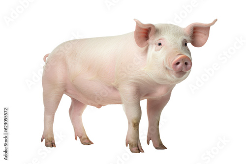 A domestic pig, isolated, white background, generative ai
