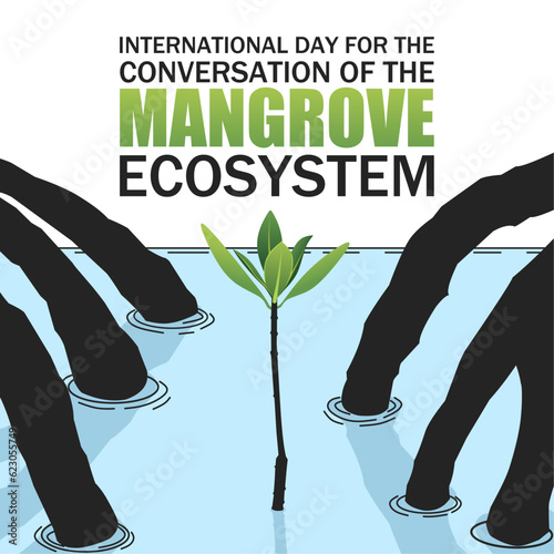 Conversation of the mangrove ecosystem day. Vector illustration. Suitable for Poster, Banners, campaign and greeting card. 