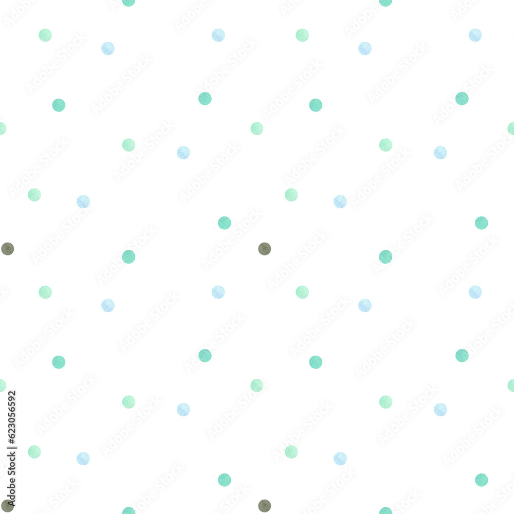 Delicate patterns of circles, polka dots, blue spots made in watercolor. Watercolor illustration, isolate on a white background. A set OF ANIMAL FACES. Suitable for children's textiles, packaging