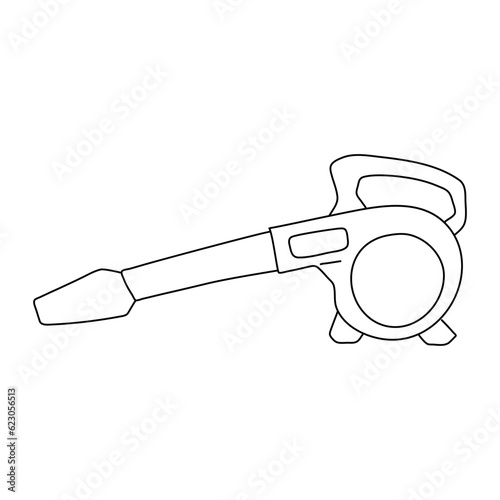 Electric leaf-blower. Power tools for gardening and country houses. Hand drawn doodles.