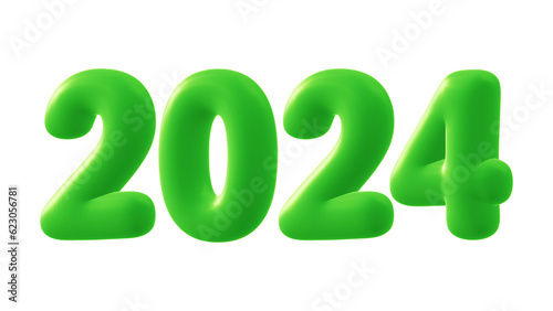 2024 number in 3d rendering for new year and calendar concept