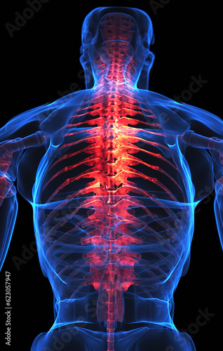 3d rendered illustration of a skeleton of back photo