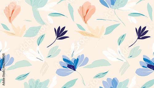 Wallpaper Mural Minimalist floral trendy abstract pattern. Modern vector template for design. Bright pastel color palette Torontodigital.ca