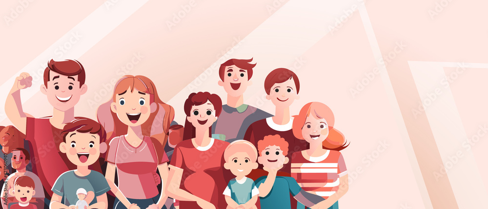 Φωτογραφία Father and mother with children in the stands standing beside the stadium and cheering intently on the sport