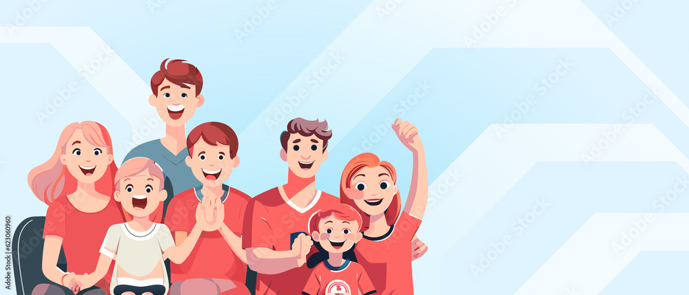 Φωτογραφία Father and mother with teenage children in the stands sitting beside the stadium cheering on the sport with determination