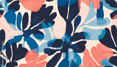Modern abstract floral shapes pattern. Collage contemporary print. Fashionable template for design.