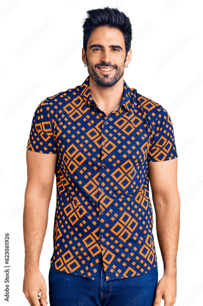 custom made wallpaper toronto digitalHandsome hispanic man wearing casual clothes looking positive and happy standing and smiling with a confident smile showing teeth