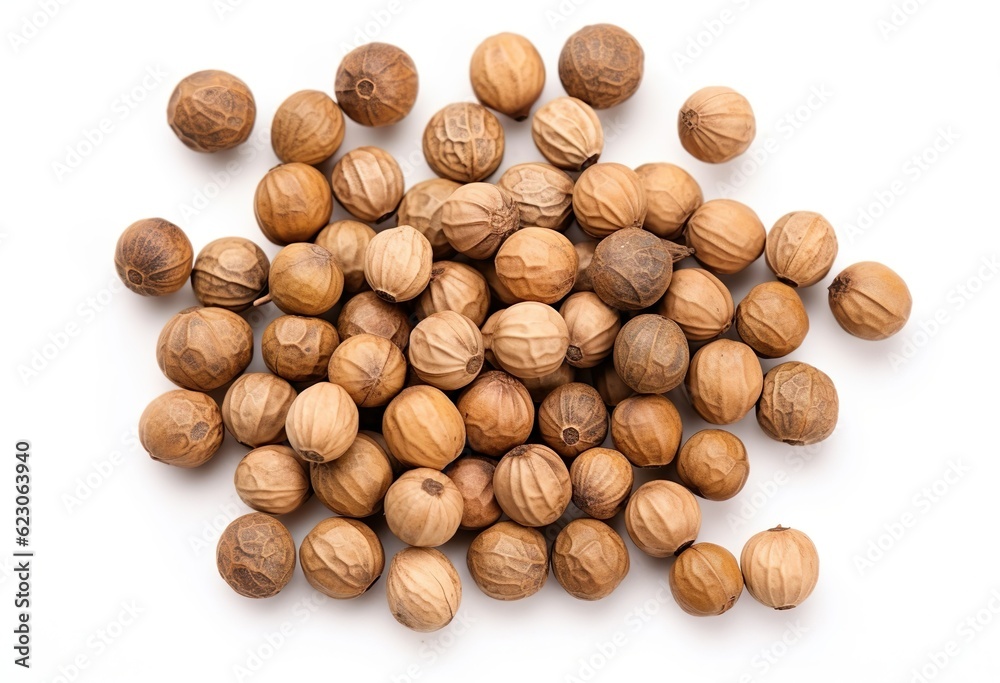 Coriander seeds macro isolated on white background Coriander seeds macro isolated on white background
