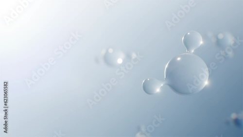 H2O Molecule Fluid Dynamics: Floating H2O Bubble Molecules in a Mesmerizing Water Substance Video Background 3D render Still Camera