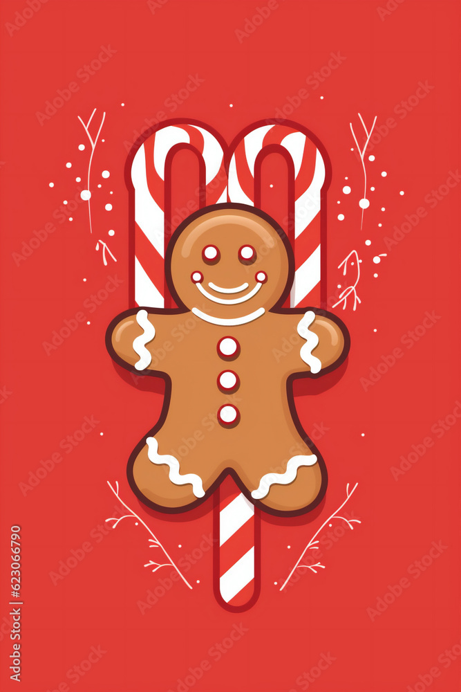 man food icing background cookie red christmas santa decoration holiday sweet gingerbread. Generative AI.
