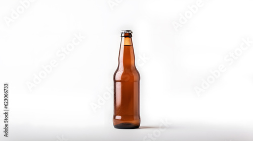 beer bottle with drops isolated on a white background