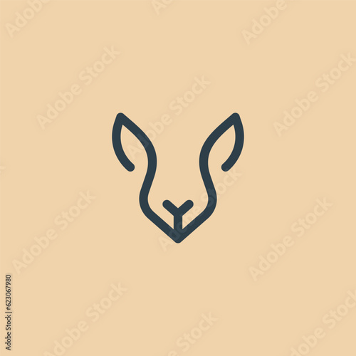 simple black rabbit line logo design.