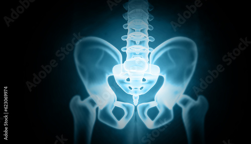 Anatomy of human hip, x-ray view. 3d illustration photo