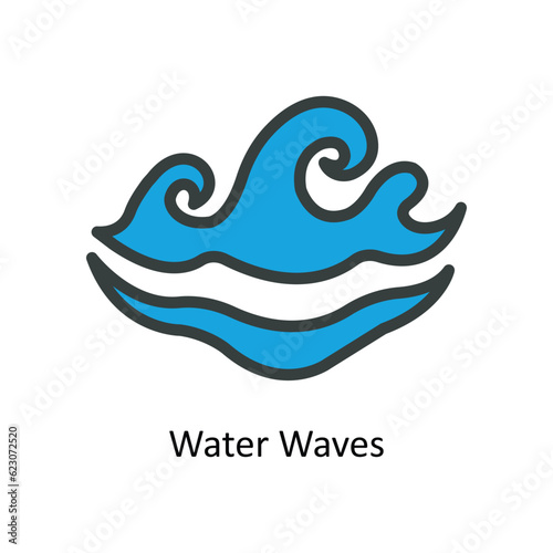 Water Waves Vector Fill outline Icon Design illustration. Nature and ecology Symbol on White background EPS 10 File