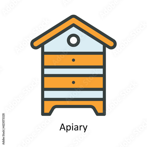 Apiary Vector Fill outline Icon Design illustration. Nature and ecology Symbol on White background EPS 10 File