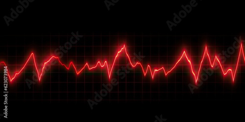 Heartbeat monitor wave with red line on black background Generative AI illustrations