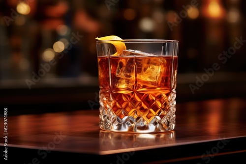 Elegant old fashioned cocktail. AI generated