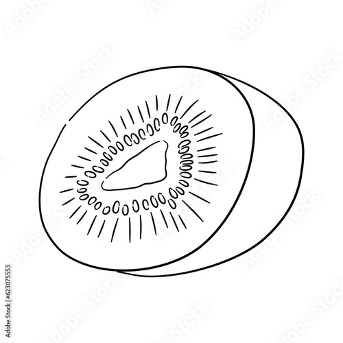 Icon of Kiwi. Hand drawn sketch. Retro vintage design. Vector illustration.