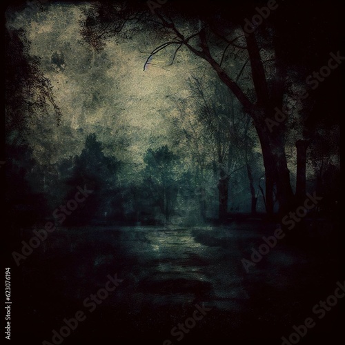 Dark park, grunge image