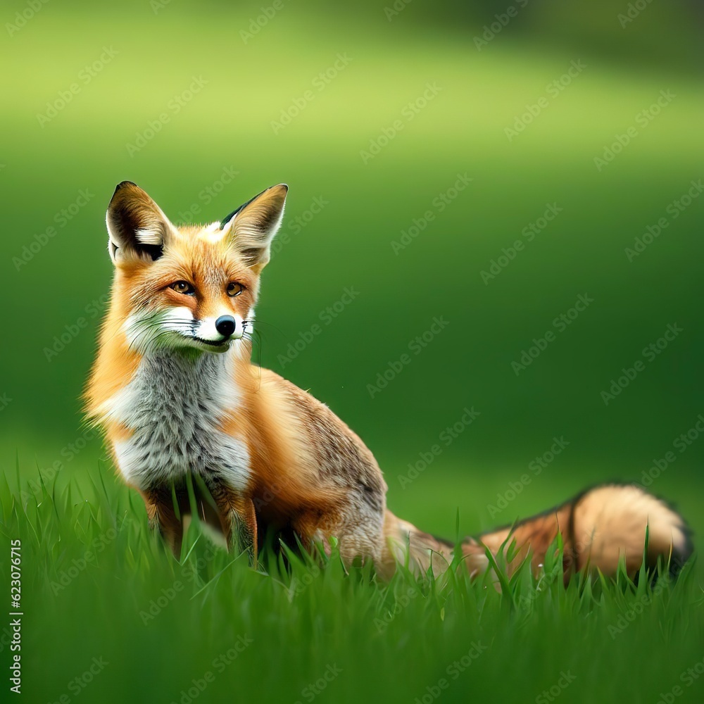 Fototapeta premium Mother Fox in Rolling Green Field