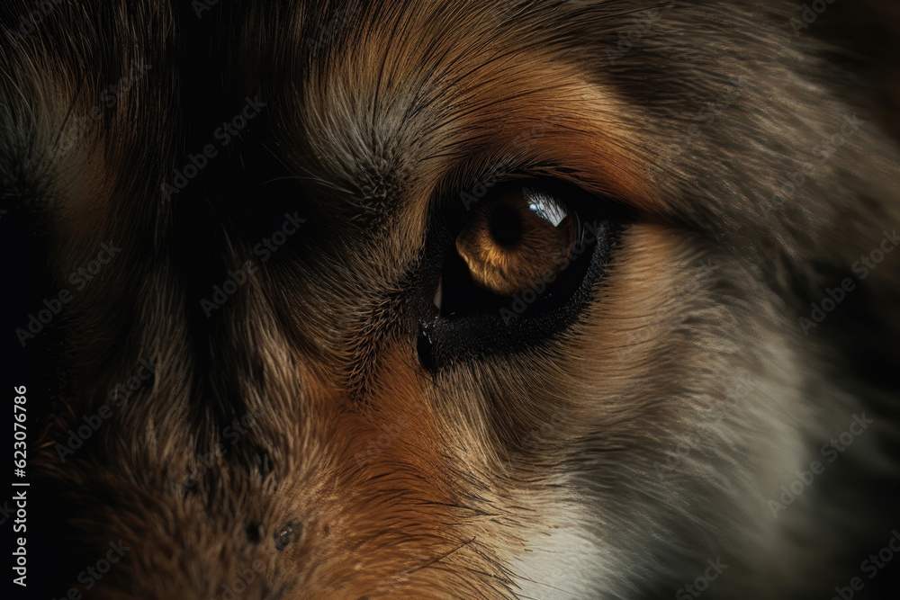 Wolf's eyes macro close up. AI generated Wolf's eyes macro close up. AI generated