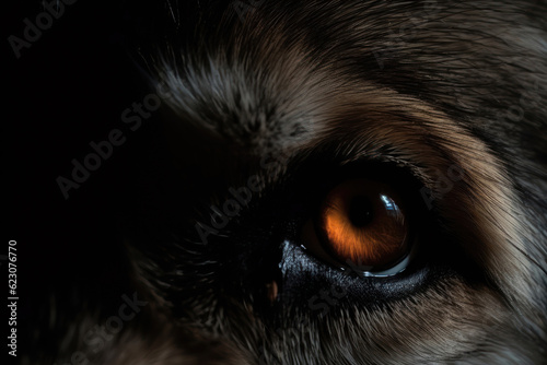 Wolf's eyes macro close up. AI generated