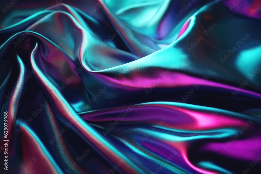 Holographic silk texture playful color. AI generated