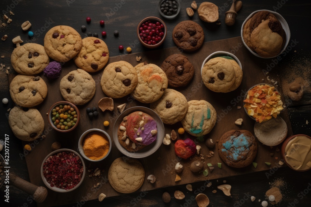 top down view of American Cookies  - food photography