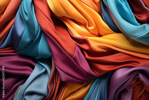 abstract background of multicolored fabric close-up macro photography