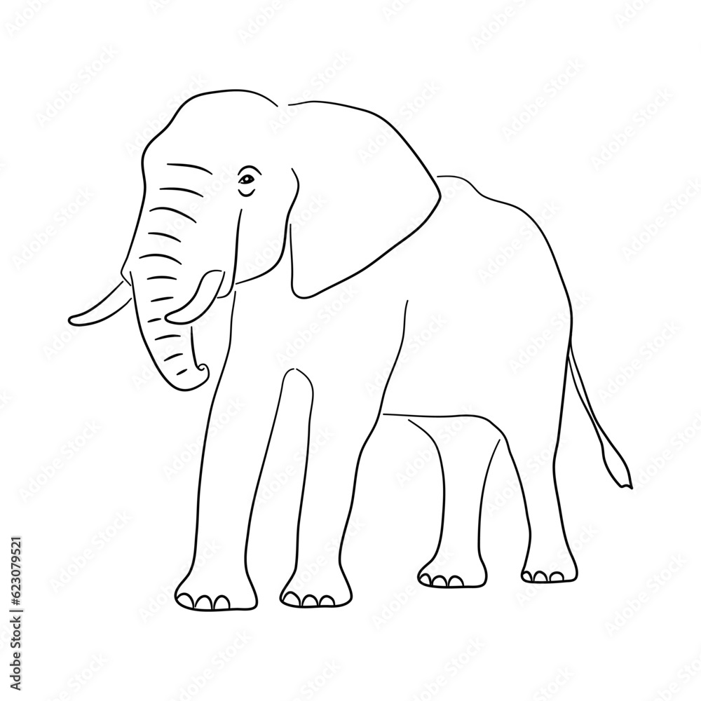 Obraz premium Elephant illustration in doodle style. Vector isolated on a white background.
