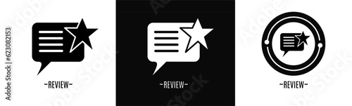 Review logo set. Collection of black and white logos. Stock vector.