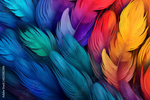 Colorful peacoks feathers background © Jharna