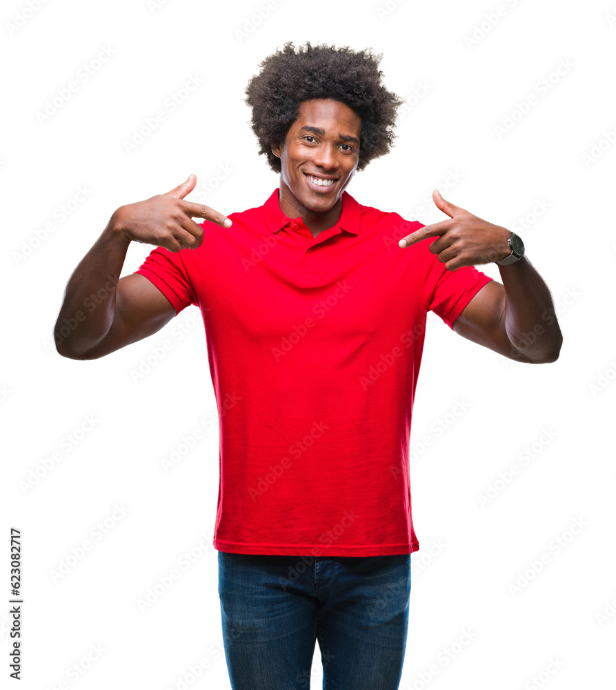 Afro american man over isolated background looking confident with smile on face, pointing oneself with fingers proud and happy. Afro american man over isolated background looking confident with smile on face, pointing oneself with fingers proud and happy.