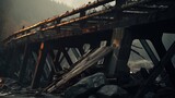 Destroyed bridge. Generative AI