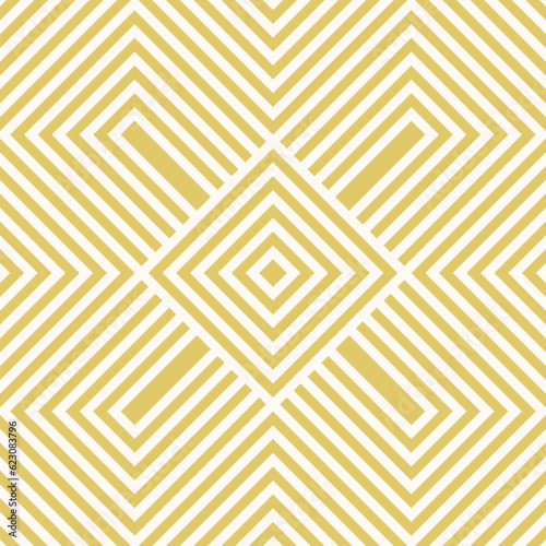 Vector geometric line seamless pattern. Abstract golden texture with diagonal stripes, lines, squares, chevron. Abstract gold linear graphic background. Retro sport style ornament. Repeat geo design