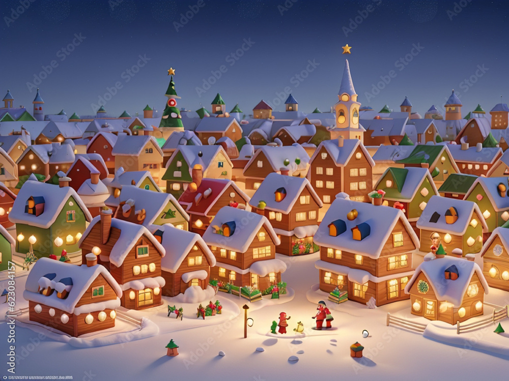 Christmas celebration in the village , ai generated
