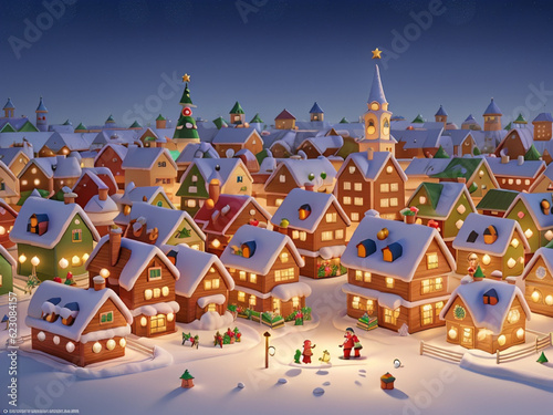 Christmas celebration in the village , ai generated