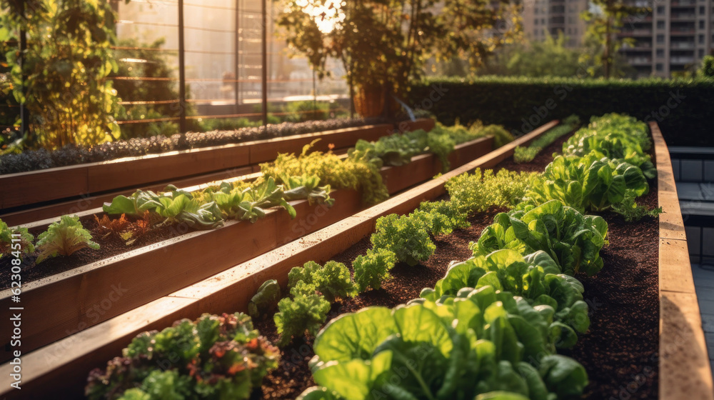 Abundant Rooftop Garden Filled with Vegetables Abundant Rooftop Garden Filled with Vegetables