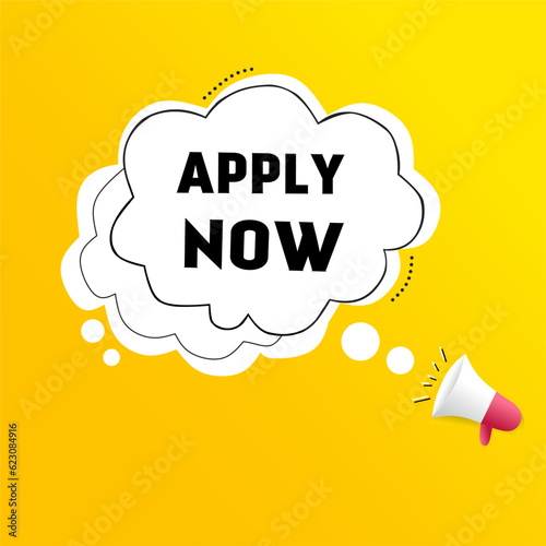 megaphone with apply now speech bubble, Vector icon design
