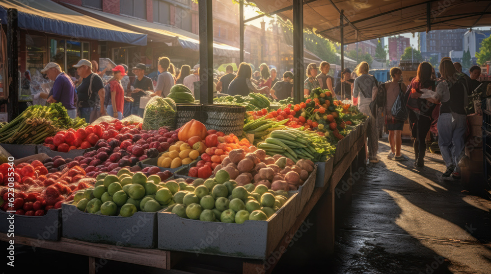 Vibrant City Market Bursting with Fresh Produce